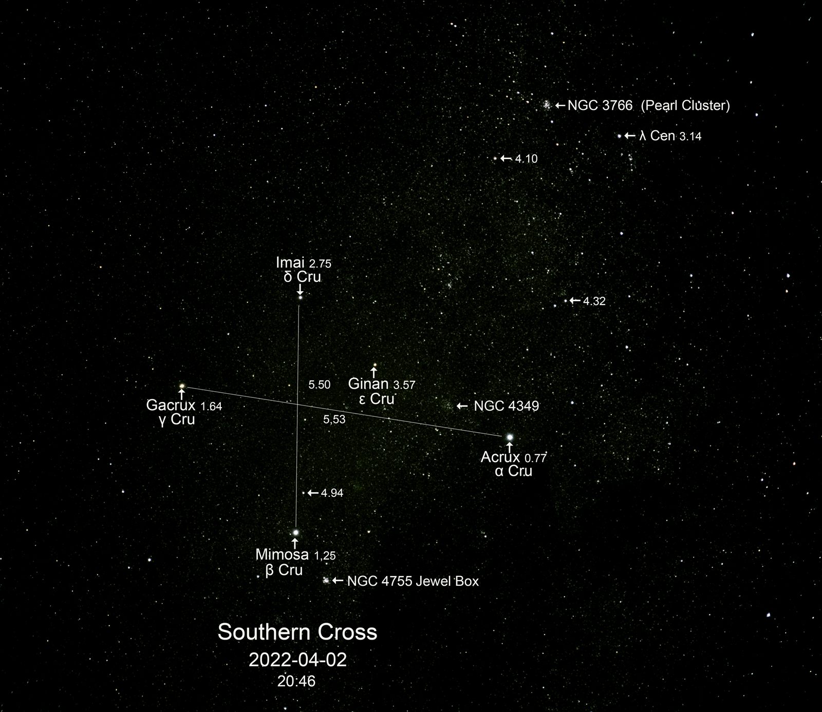 The Southern Cross, or Crux 2 Apr 2022