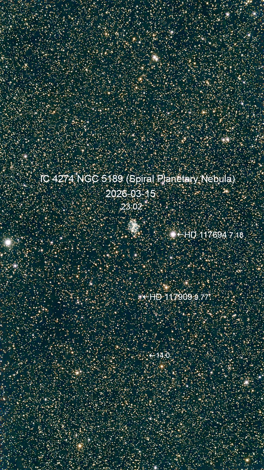 IC 4274 NGC 5189 Planetary nebula