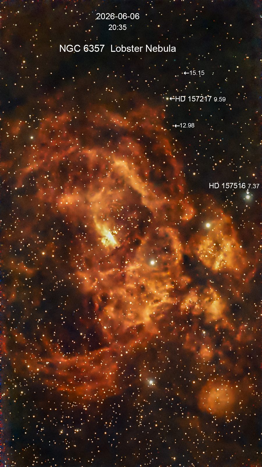 NGC 6357 Lobster Nebula
