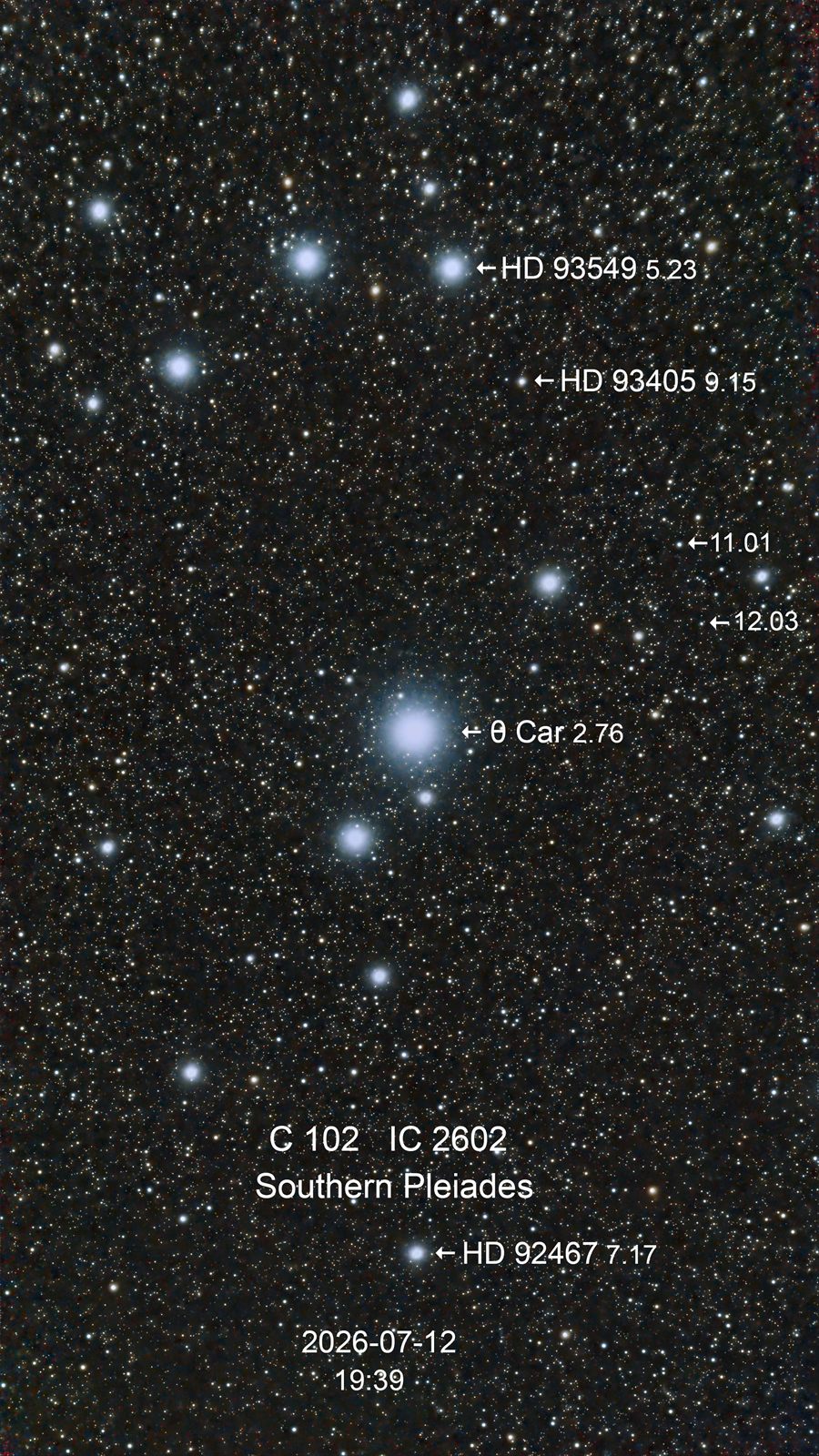 IC 2602 C 102 Southern Pleiades