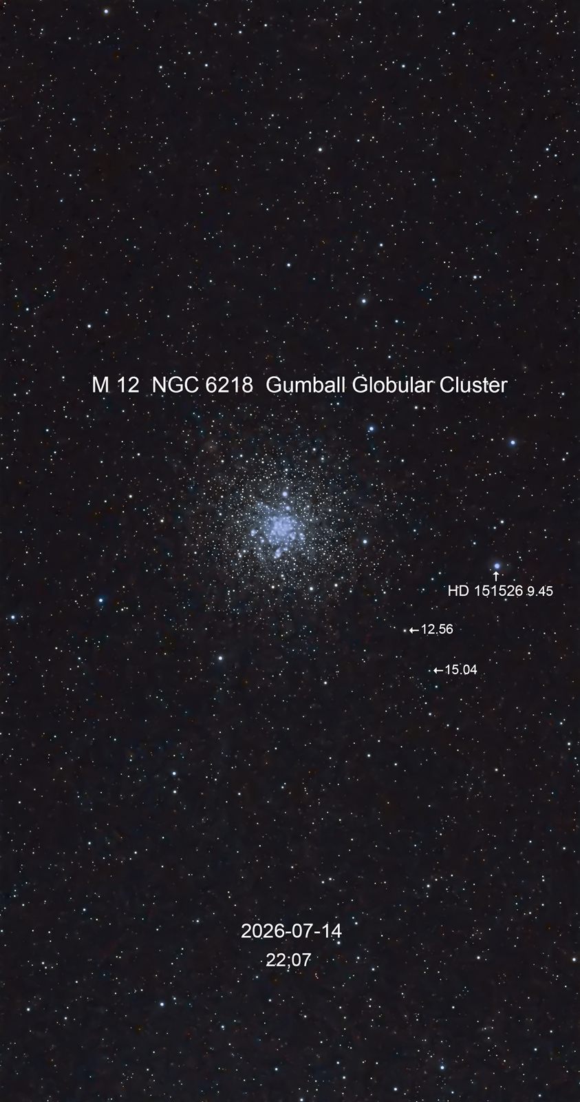 M 12 NGC 6218 Gumball Globular Cluster