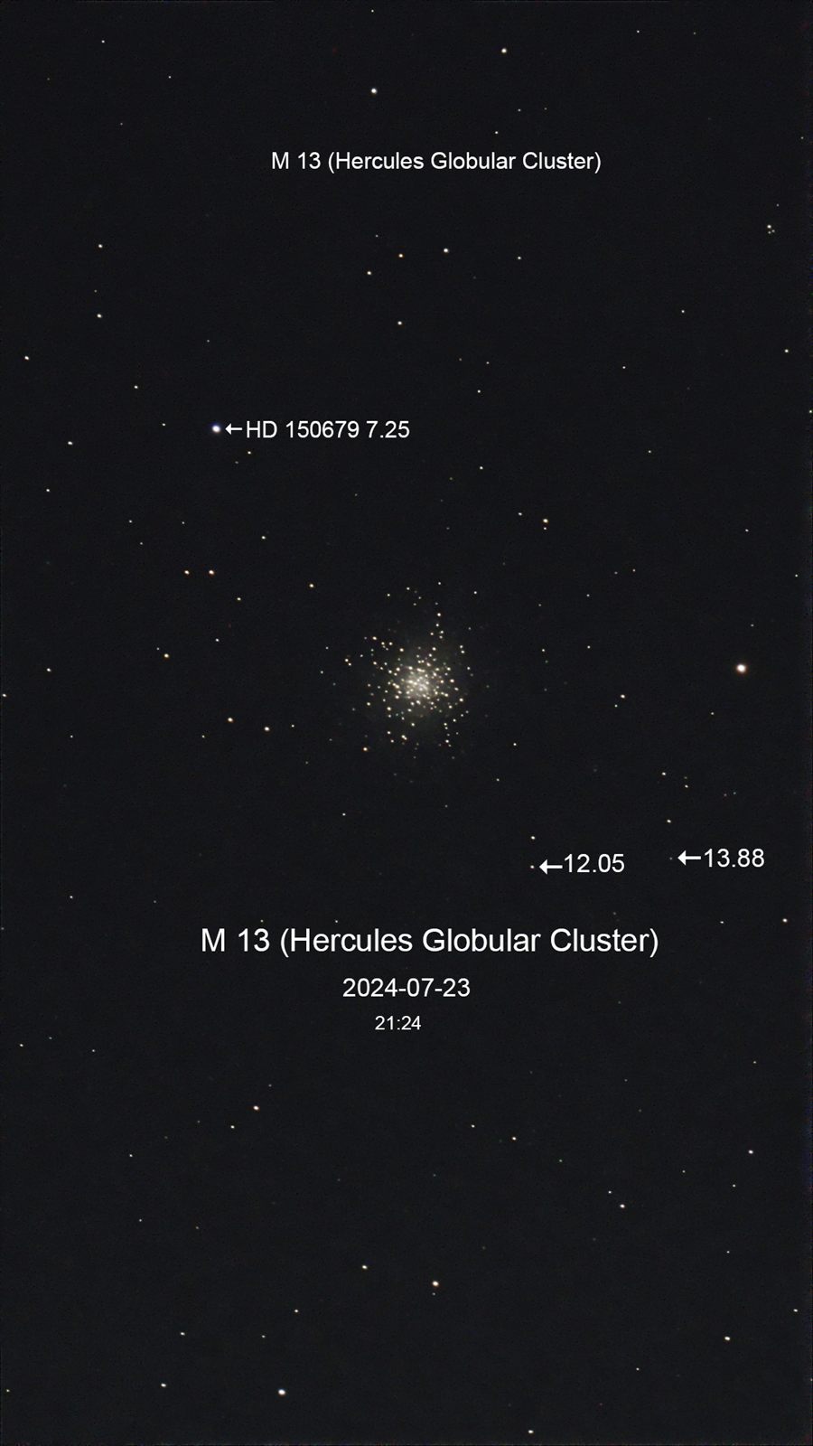 M 13 NGC 6205 (Hercules Globular Cluster)