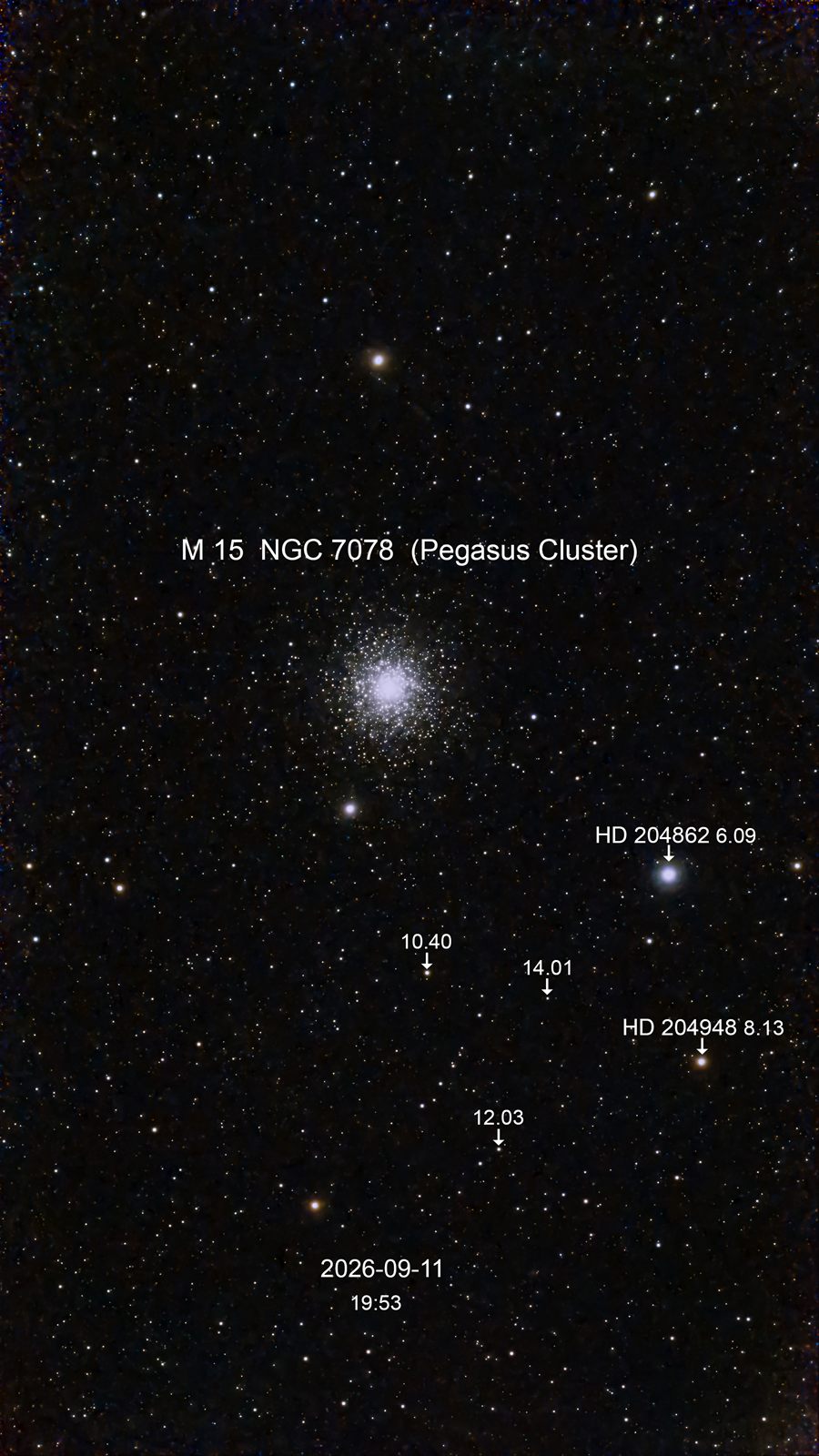 M 15 NGC 7078 Pegasus Cluster