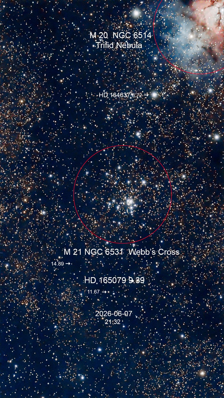 M 21 NGC 6531 Webb’s Cross