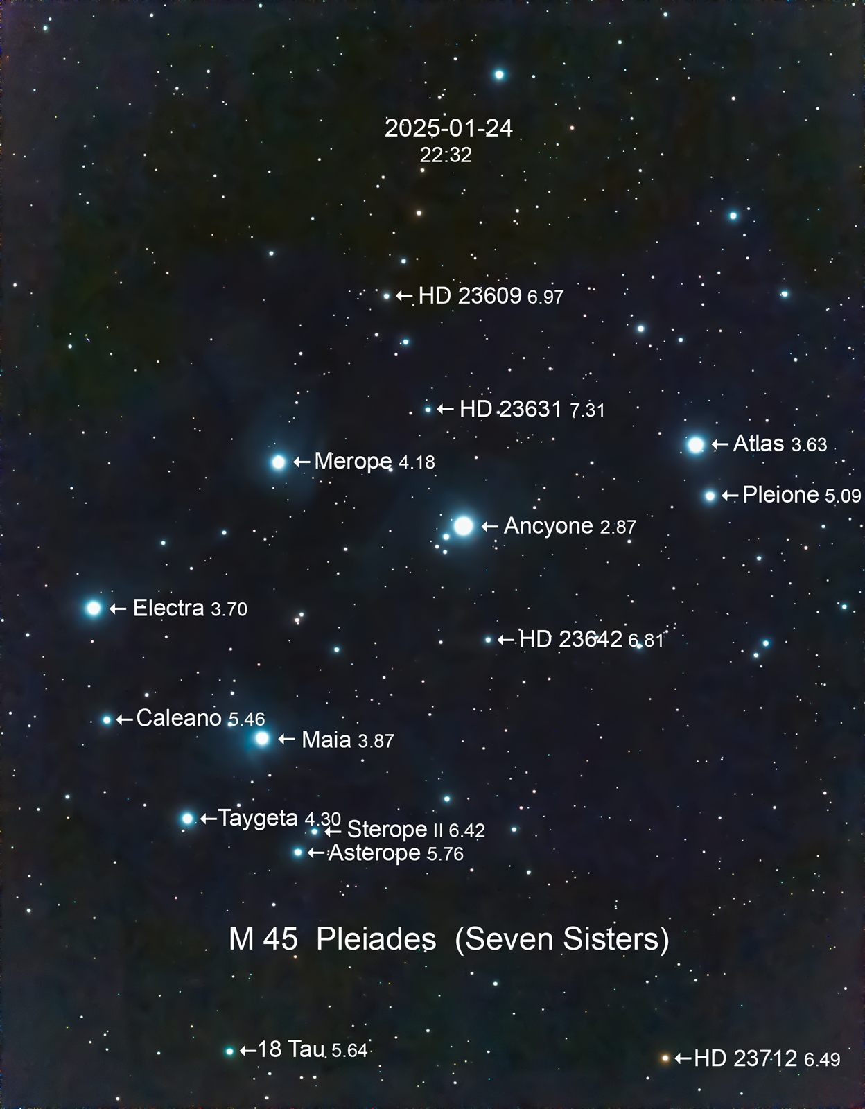 M 45 Pleiades (Seven Sisters)